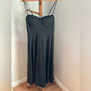 Medium Black Bustier Midi Dress with Tulle detail Sweetheart Neckline